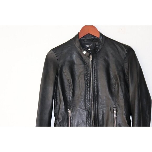 Lamarque Women's Size Small Black Jacket Leather Full Zip Motorcycle Short Coat - Picture 4 of 8